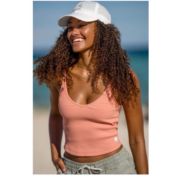 Vuori Cove Cinnamon Crop Ribbed Tank Top XS - Picture 1 of 6